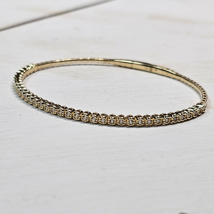 14k Yellow Gold .47ctw Diamond Flex Bangle