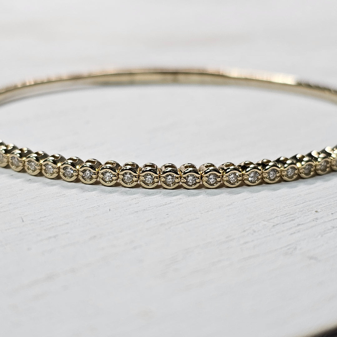 14k Yellow Gold .47ctw Diamond Flex Bangle