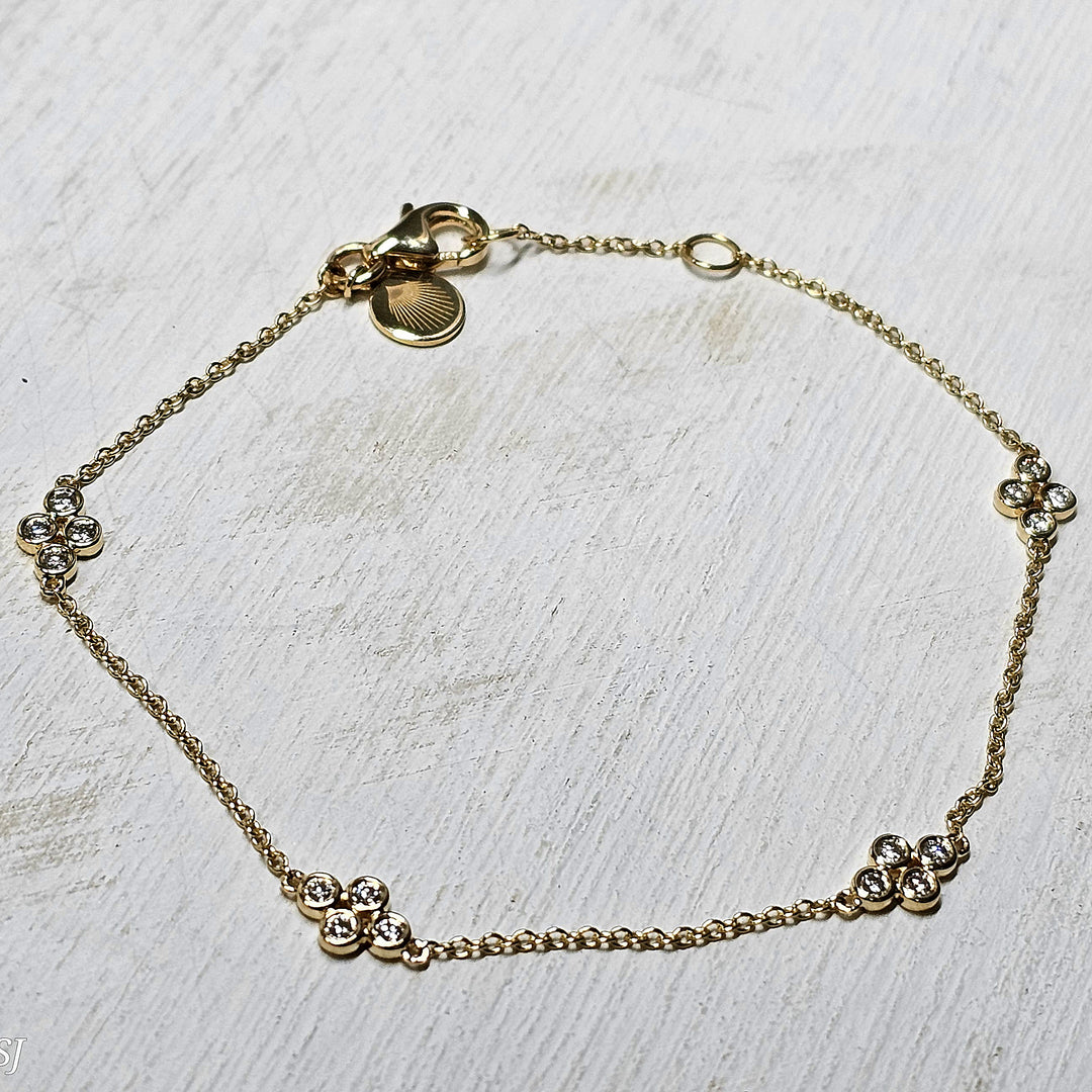 14k Yellow Gold Diamond Station Bracelet .23ctw