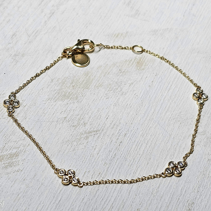 14k Yellow Gold Diamond Station Bracelet .23ctw