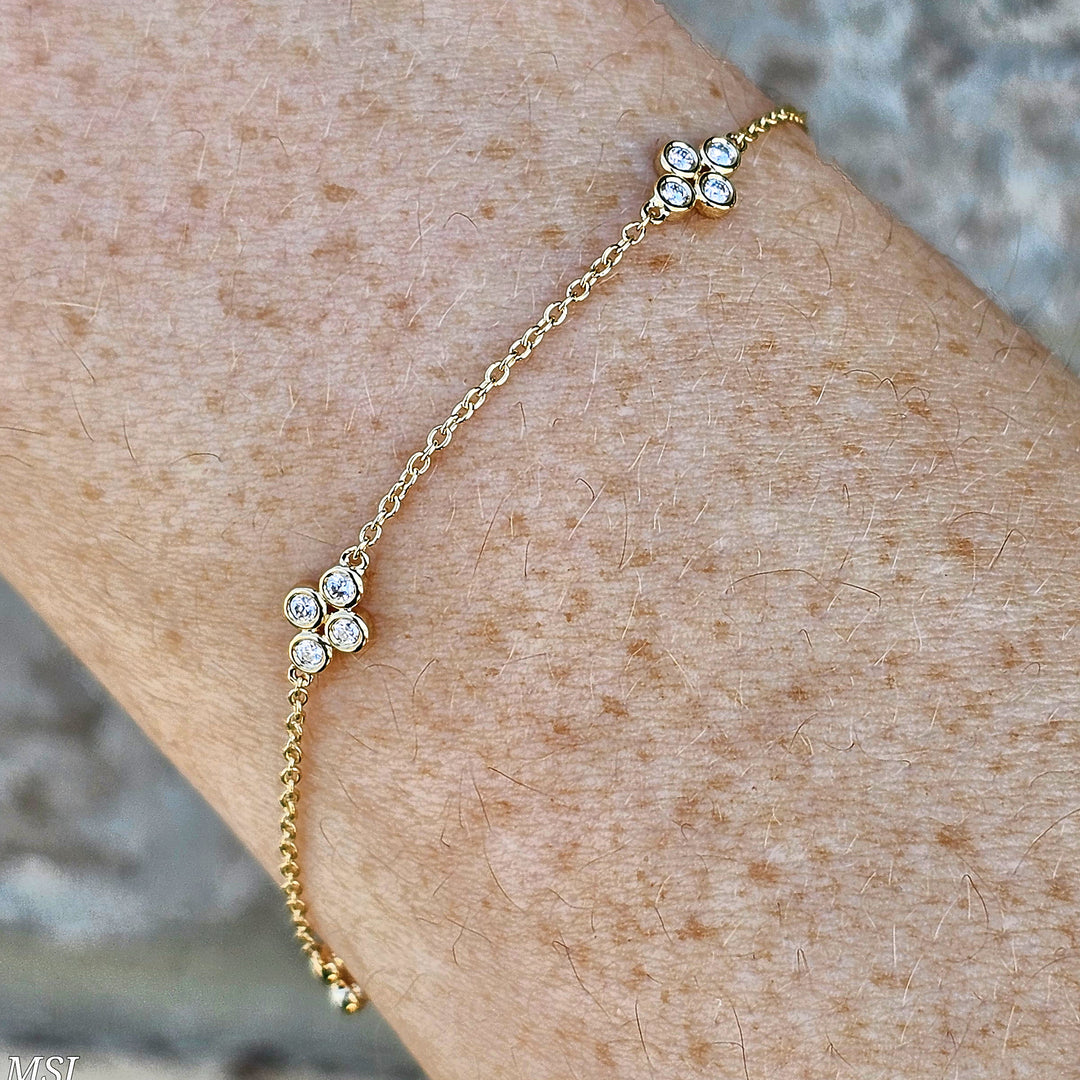 14k Yellow Gold Diamond Station Bracelet .23ctw