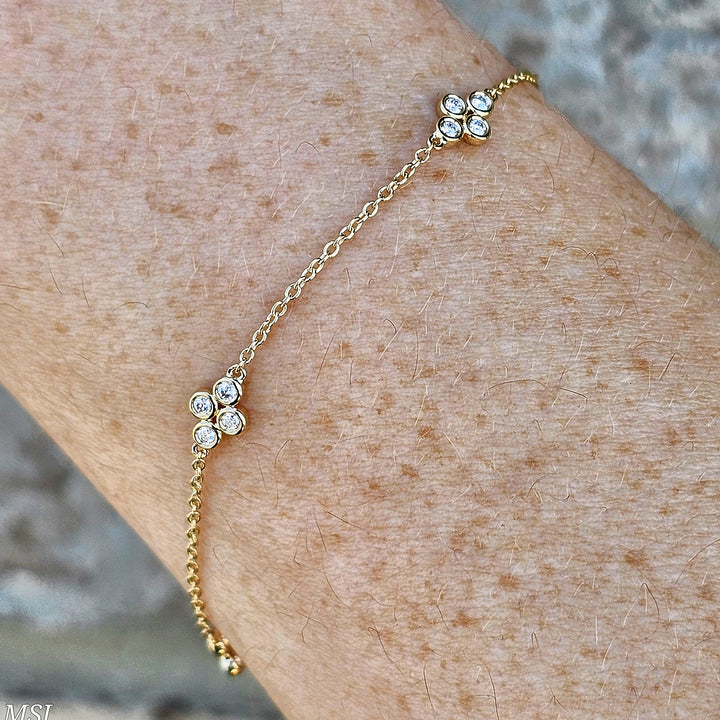 14k Yellow Gold Diamond Station Bracelet .23ctw
