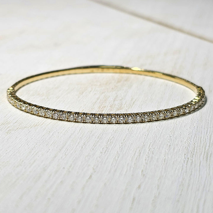 14k Yellow Gold Diamond Flex Bangle 1.62ctw