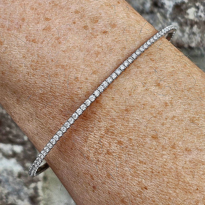 14k White Gold Diamond Flex Bangle Bracelet .74ctw
