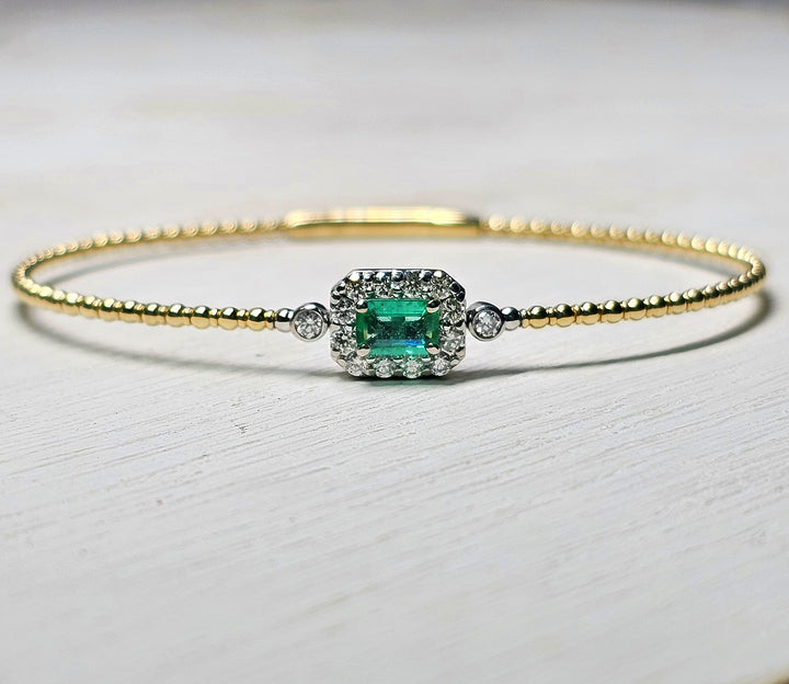 Two Tone Emerald and Diamond Flex Bangle
