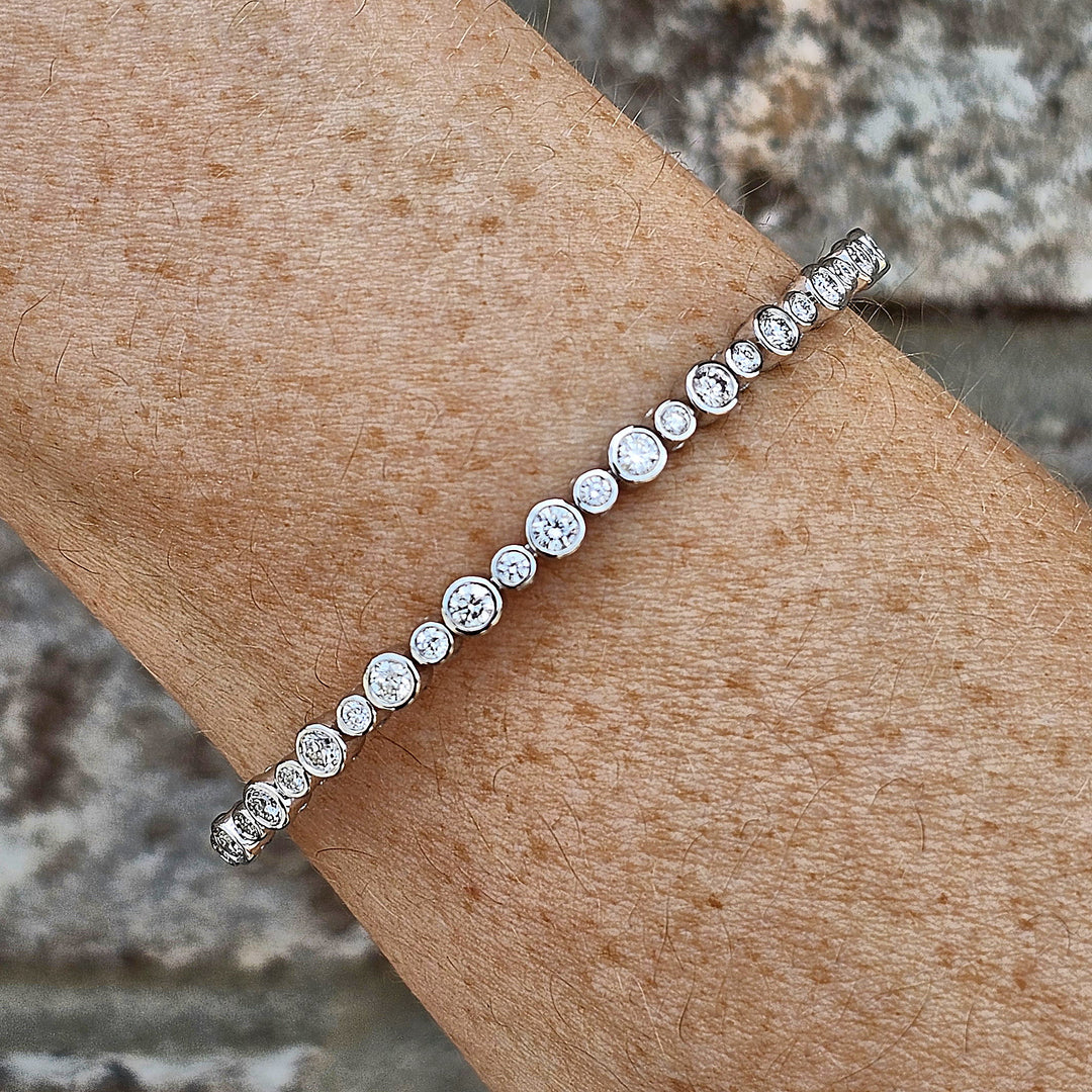 14k Two Tone Bezel Set Diamond Flex Bangle 1.41ctw