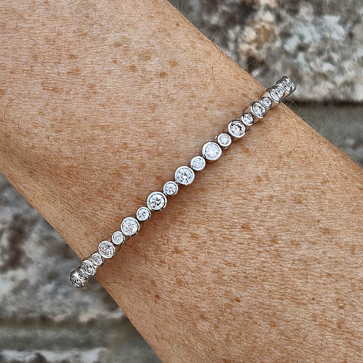14k Two Tone Bezel Set Diamond Flex Bangle 1.41ctw