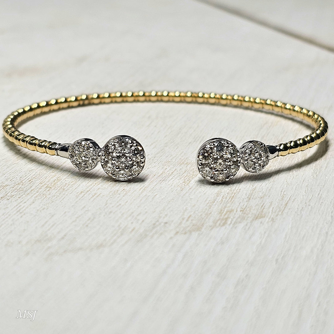 14k Two Tone Open Diamond Flex Bangle 1.26ctw