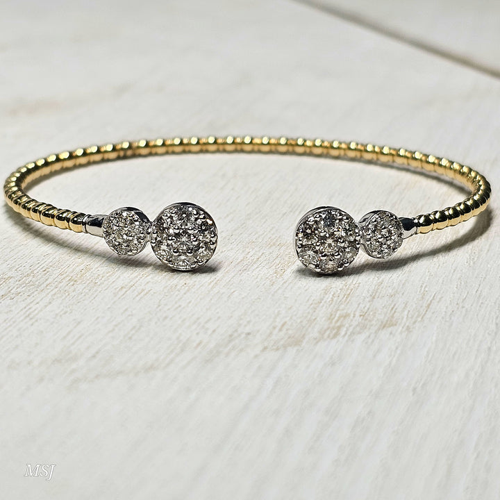 14k Two Tone Open Diamond Flex Bangle 1.26ctw