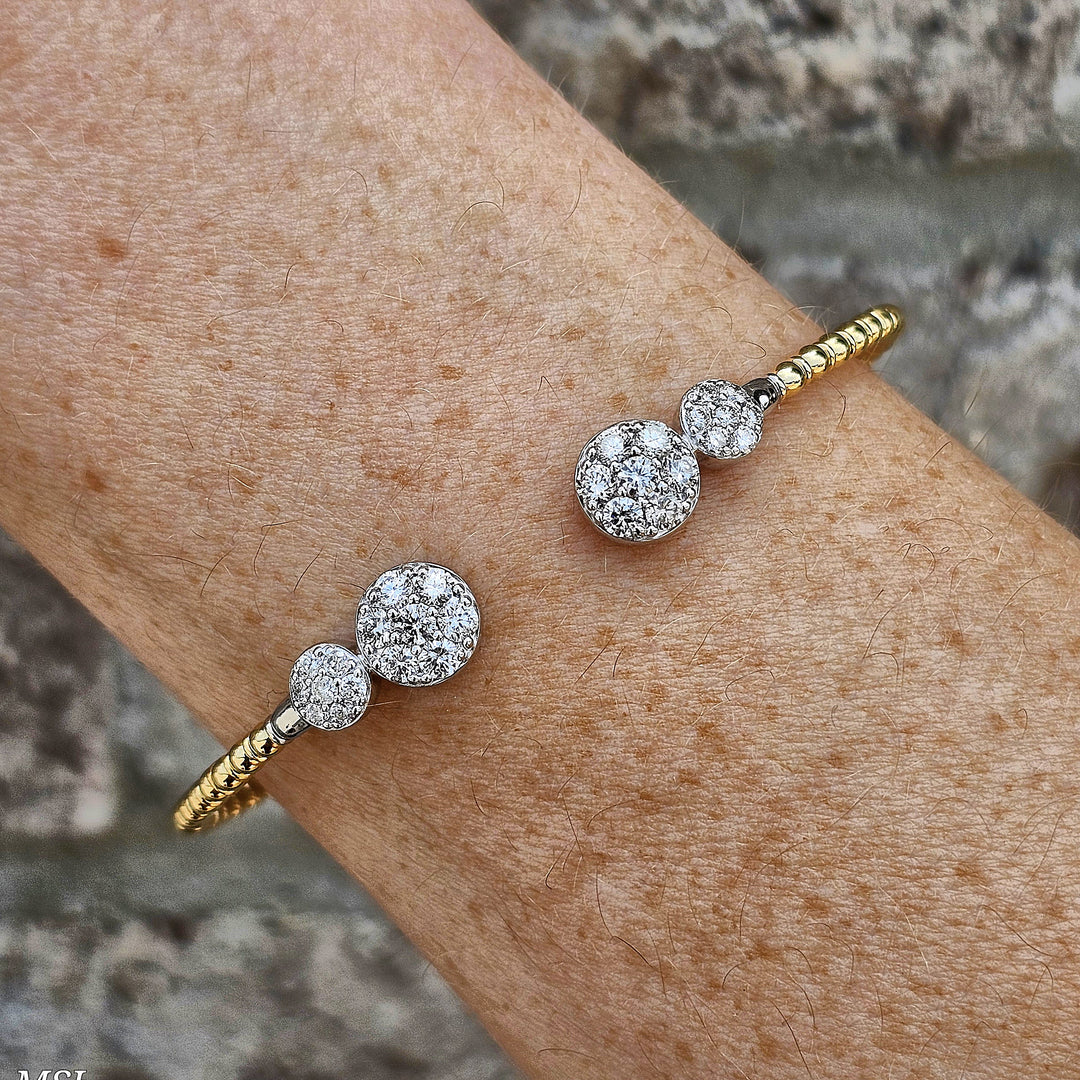 14k Two Tone Open Diamond Flex Bangle 1.26ctw
