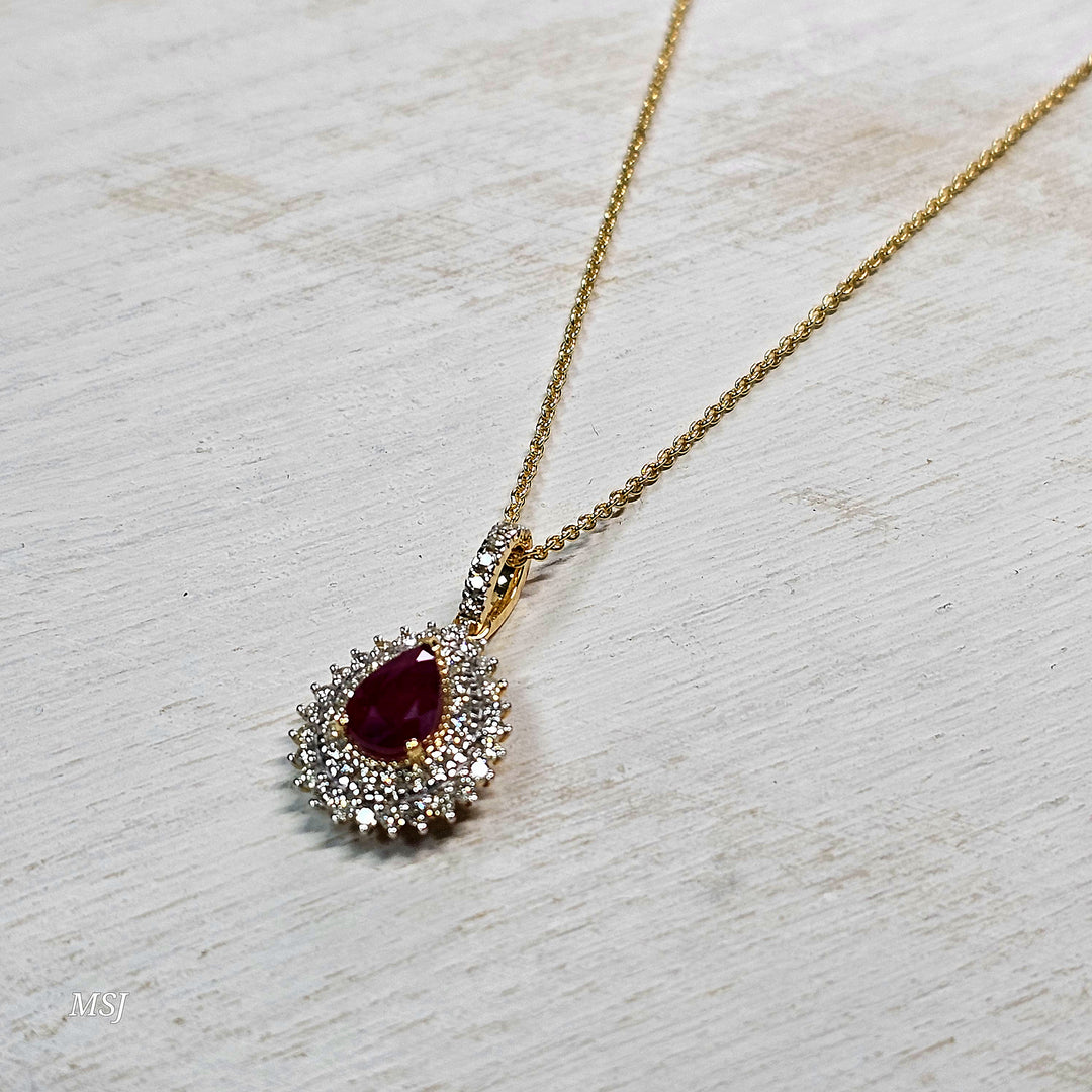 10k Yellow Gold 1.17ctw Ruby and Diamond Pendant