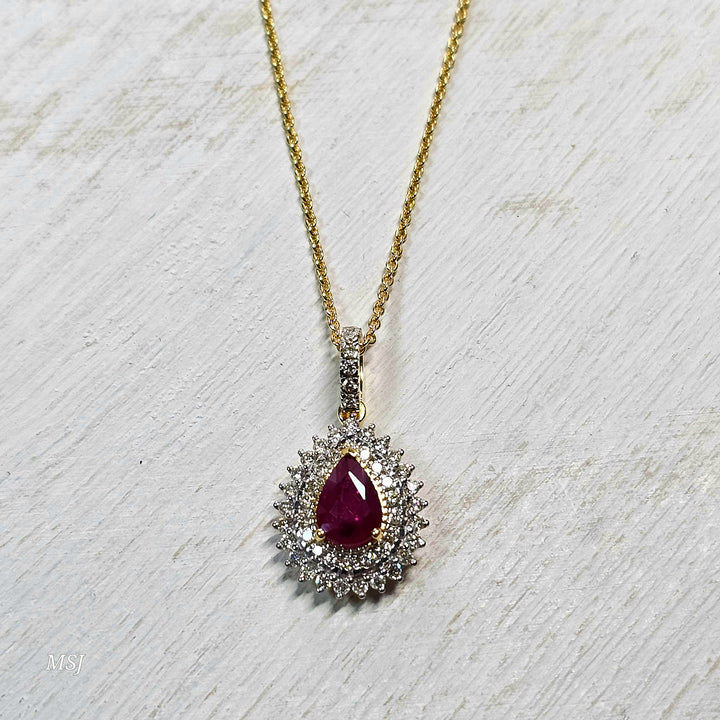 10k Yellow Gold 1.17ctw Ruby and Diamond Pendant