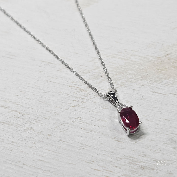 10k White Gold .41ctw Ruby and Diamond Pendant