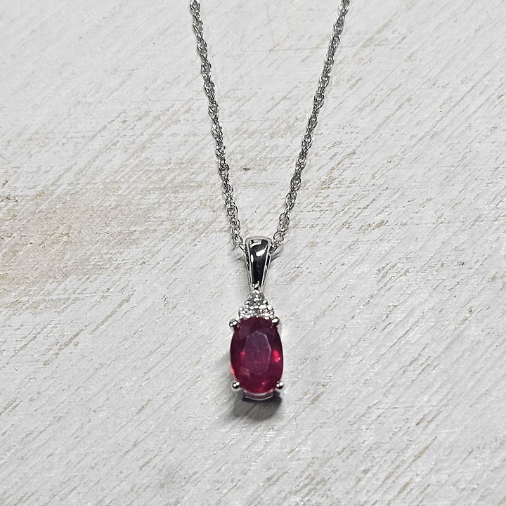 10k White Gold .41ctw Ruby and Diamond Pendant