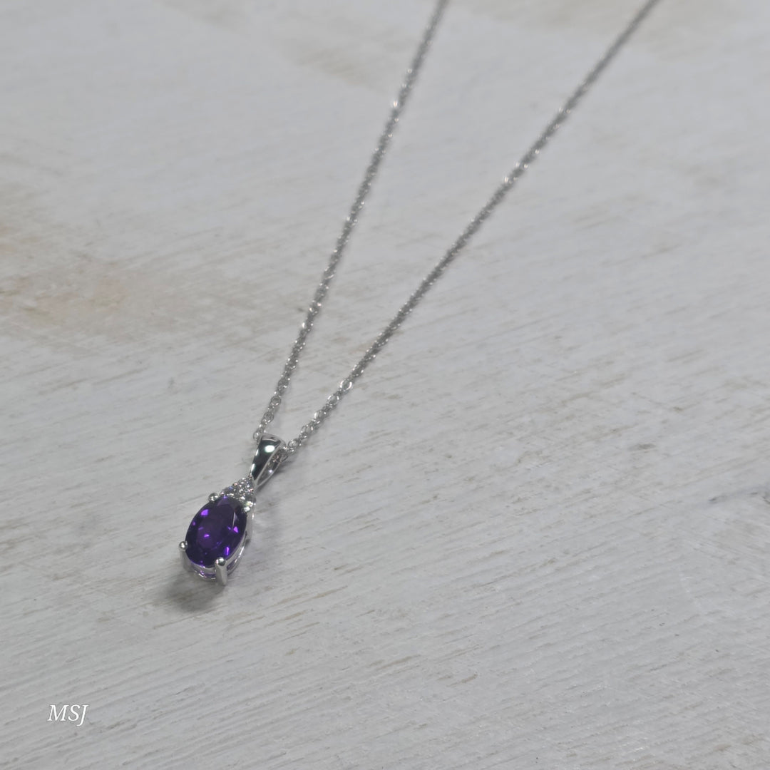 10k White Gold .53ctw Amethyst and Diamond Pendant