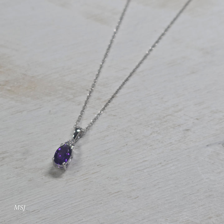 10k White Gold .53ctw Amethyst and Diamond Pendant