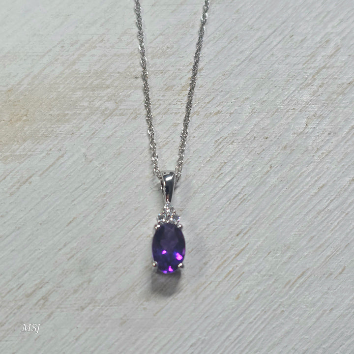 10k White Gold .53ctw Amethyst and Diamond Pendant