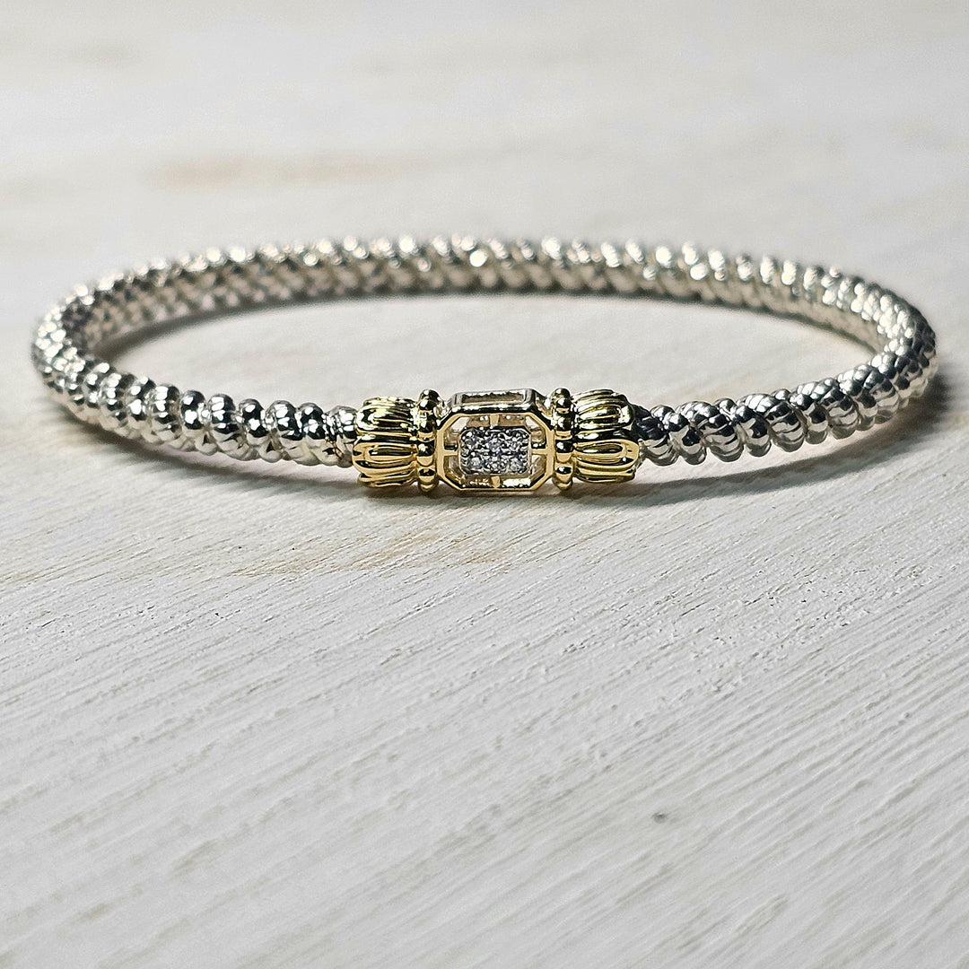 Vahan Two Tone 3mm Closed Granular Diamond Bangle