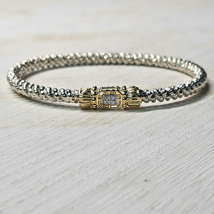 Vahan Two Tone 3mm Closed Granular Diamond Bangle