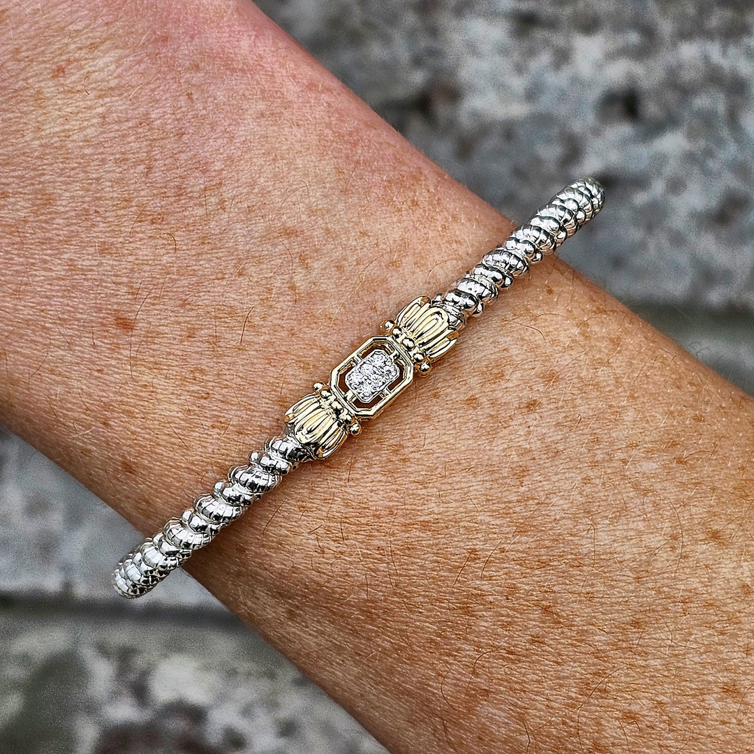 Vahan Two Tone 3mm Closed Granular Diamond Bangle