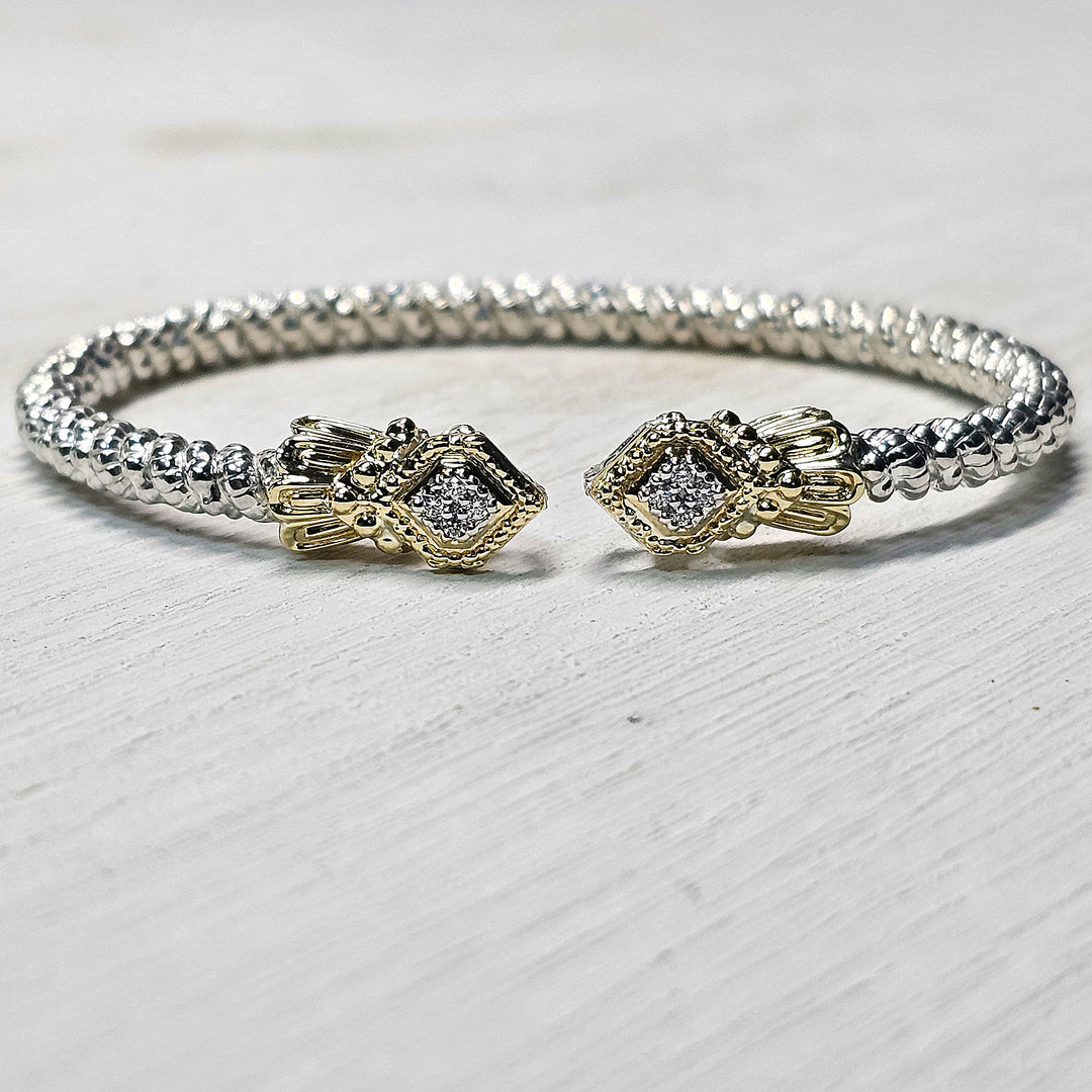 Vahan Two Tone Open Bangle Diamond Bracelet 0.08ctw 3mm