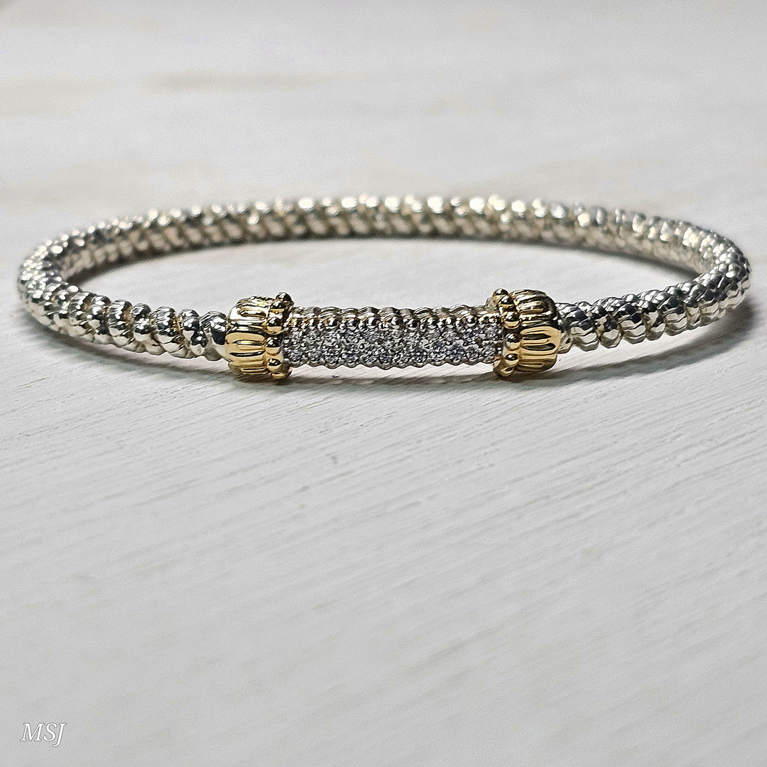 Vahan Two Tone Closed Diamond Bangle Bracelet .20ctw 3mm