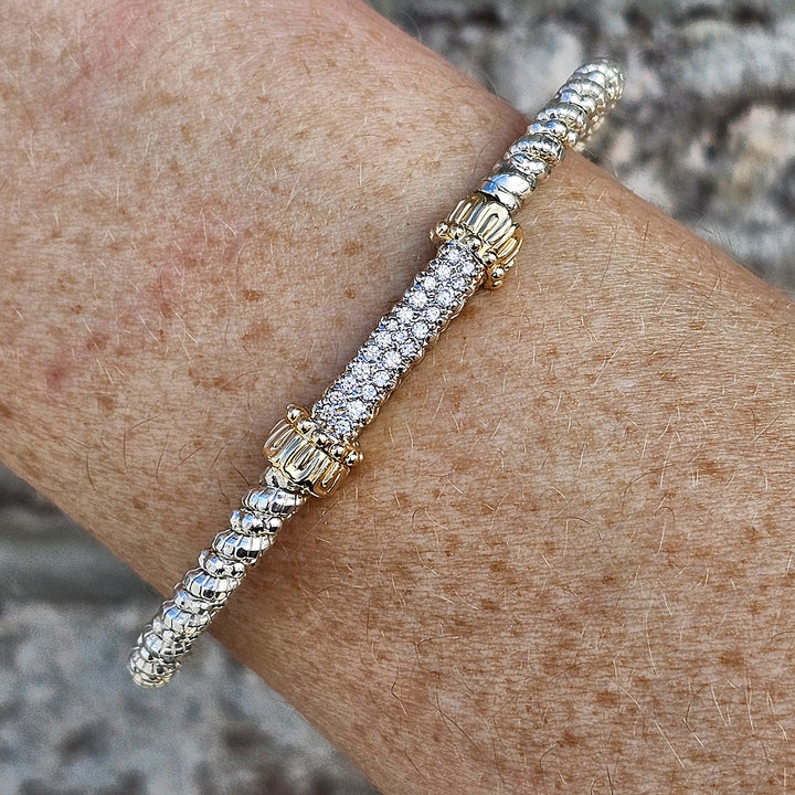 Vahan Two Tone Closed Diamond Bangle Bracelet .20ctw 3mm