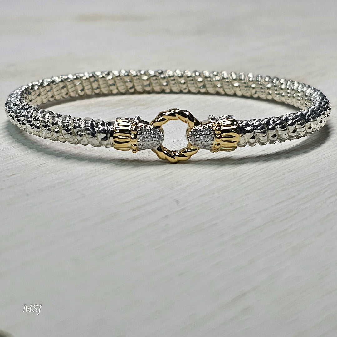 Vahan Two Tone Closed Circle Bangle Bracelet .12ctw