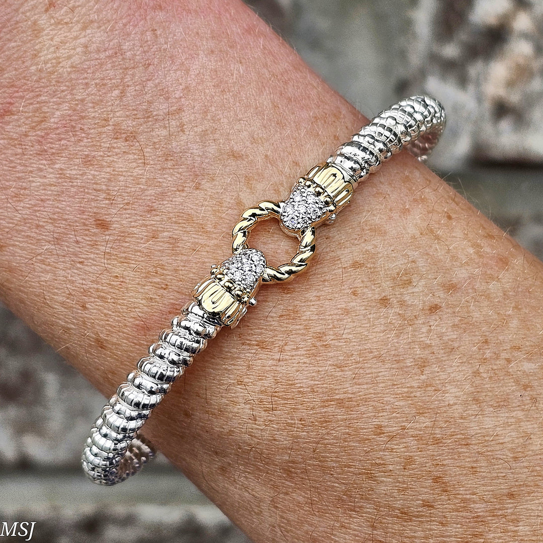 Vahan Two Tone Closed Circle Bangle Bracelet .12ctw