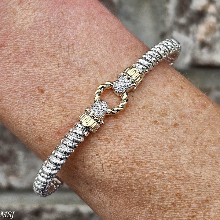 Vahan Two Tone Closed Circle Bangle Bracelet .12ctw