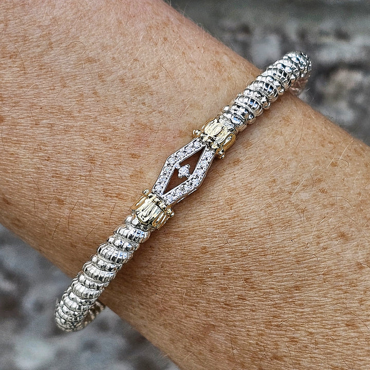Vahan Two Tone 4mm Closed Diamond Bangle Bracelet .12ctw