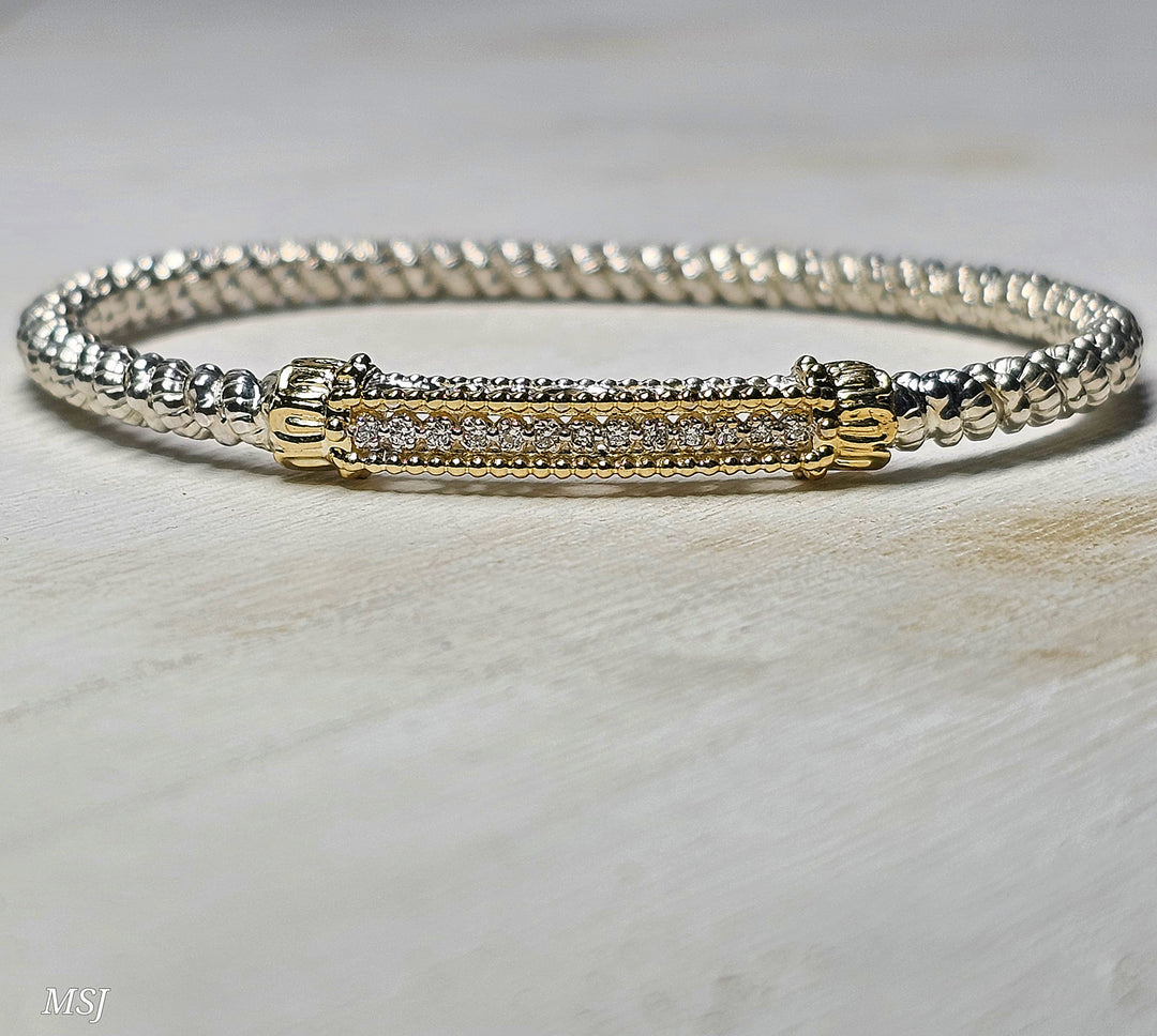 Vahan Two Tone Closed Diamond Bangle Bracelet .10ctw