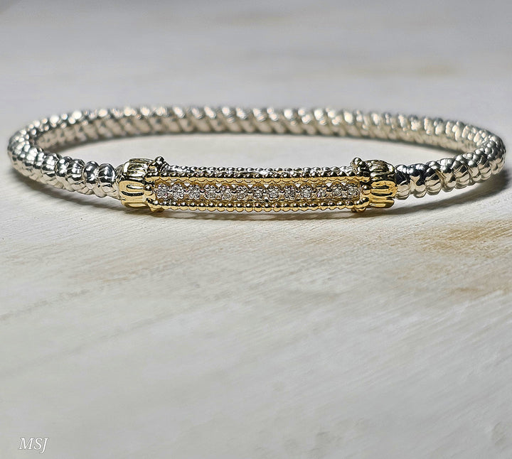 Vahan Two Tone Closed Diamond Bangle Bracelet .10ctw