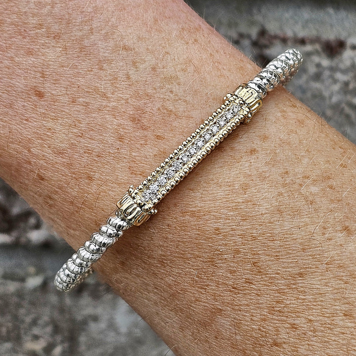 Vahan Two Tone Closed Diamond Bangle Bracelet .10ctw
