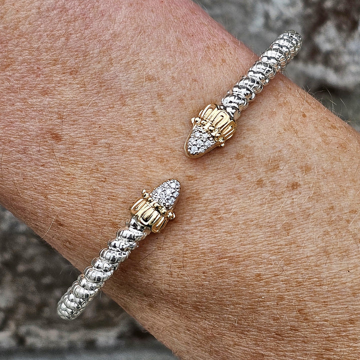 Vahan Two Tone Open Diamond Bangle Bracelet .07ctw