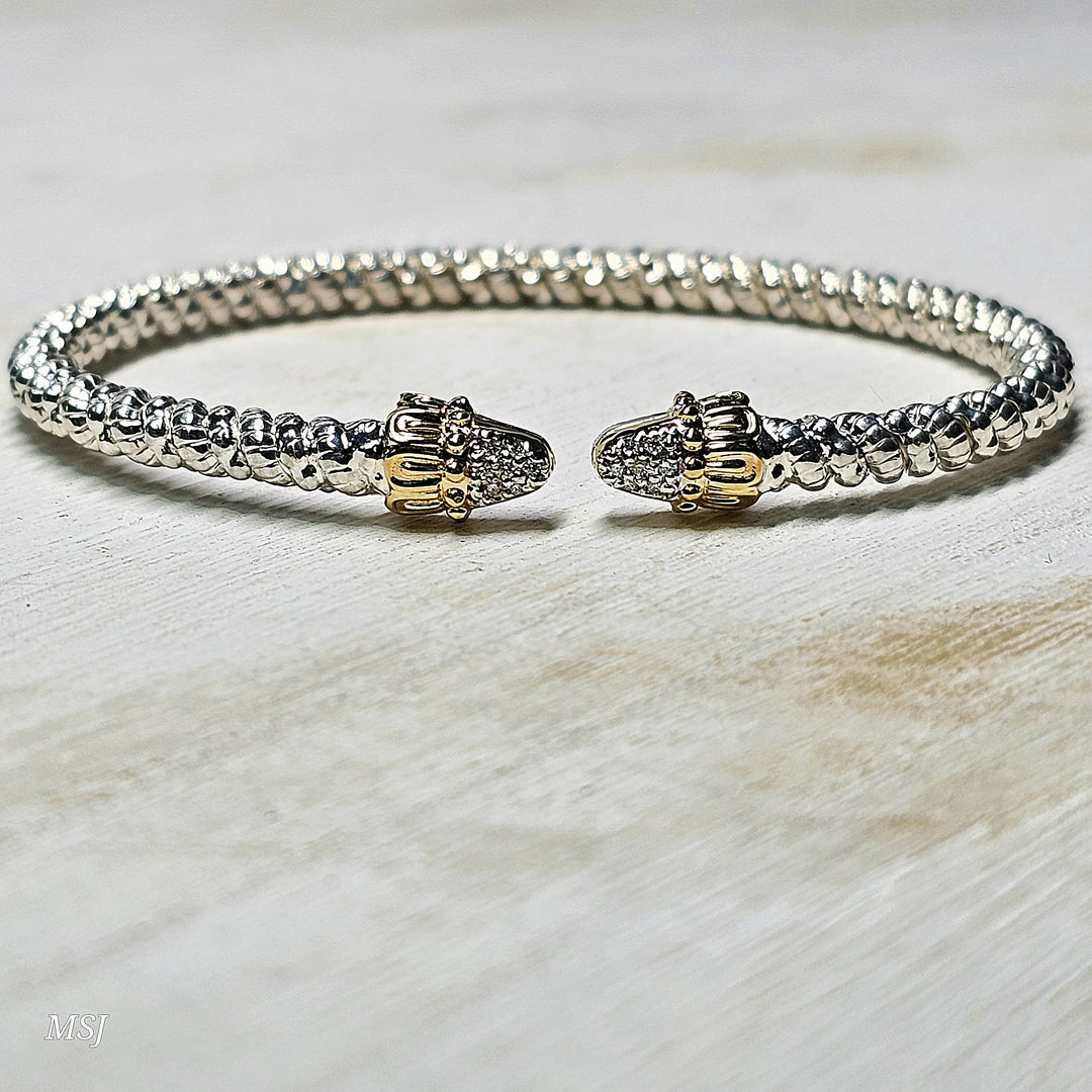Vahan Two Tone Open Diamond Bangle Bracelet .07ctw
