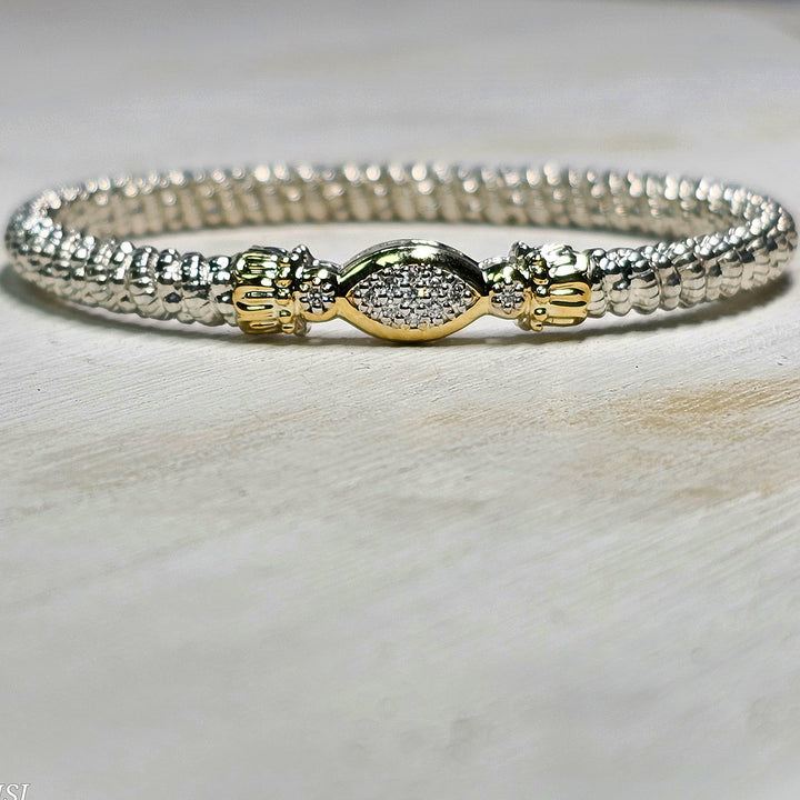 Vahan Two Tone 4mm Diamond Bangle Bracelet .12ctw