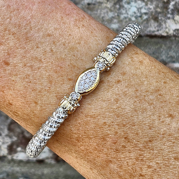 Vahan Two Tone 4mm Diamond Bangle Bracelet .12ctw