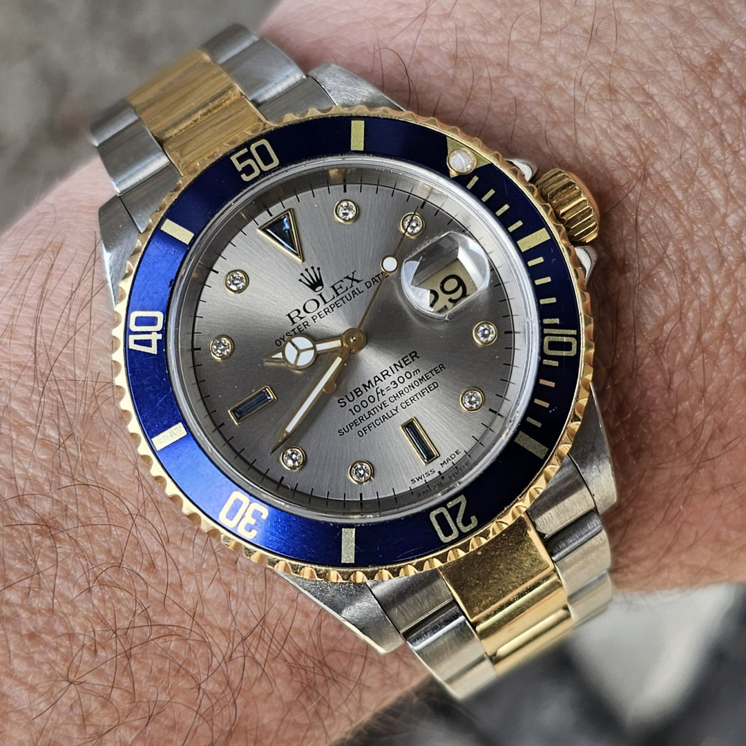 Pre- owned Rolex Two Tone Submariner Serti Dial