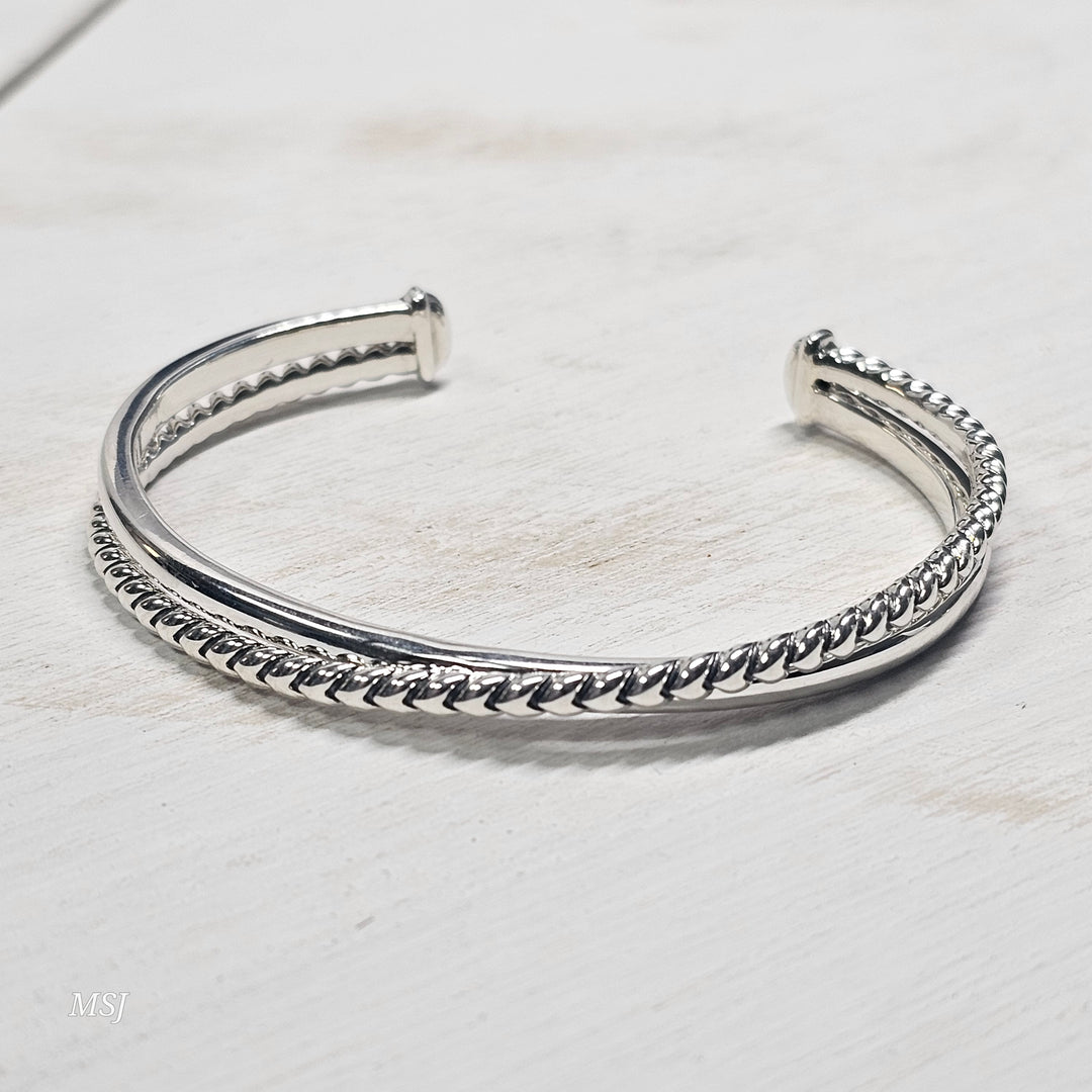 Sterling Silver Criss Cross Cuff Bracelet