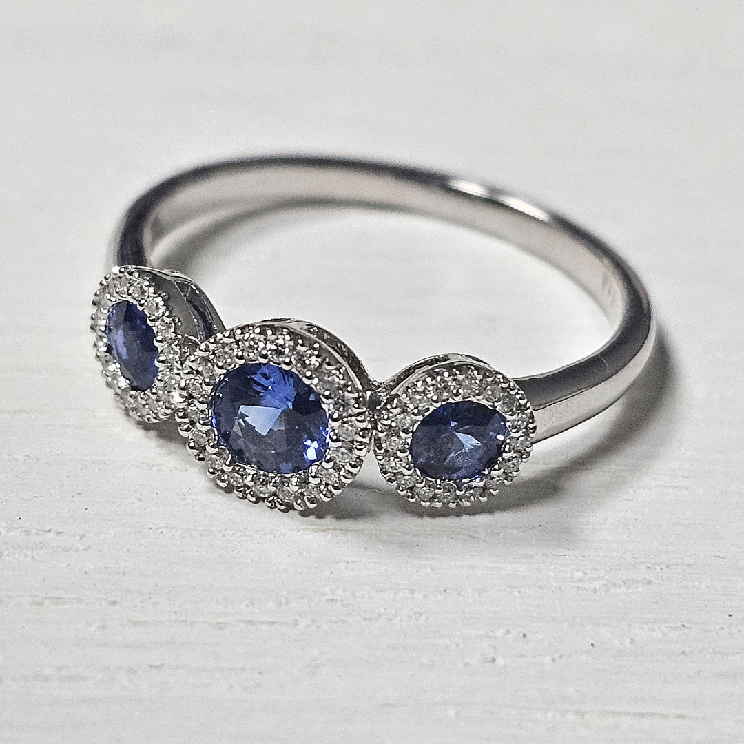 14k White Gold .70cts Sapphire and Diamond Ring