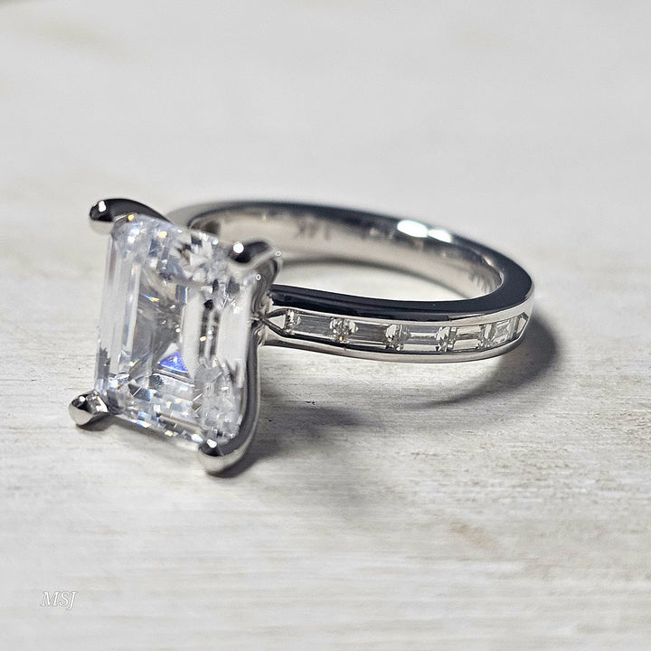 14k White Gold .57 ctw Diamond Baguette Engagement Ring Semi- Mounting