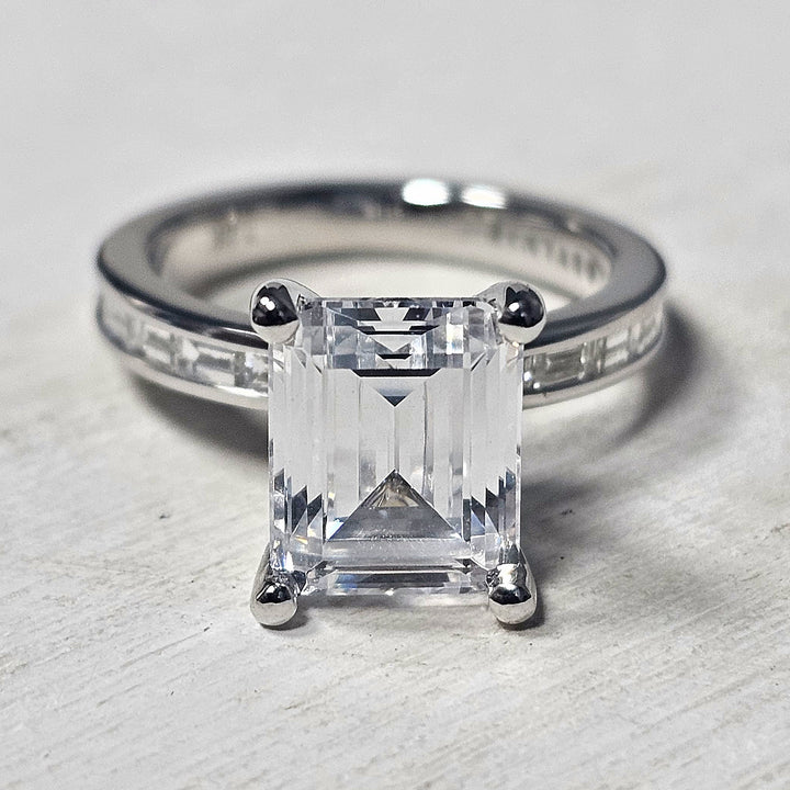14k White Gold .57 ctw Diamond Baguette Engagement Ring Semi- Mounting
