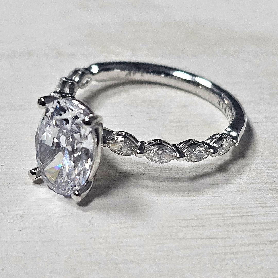 14k White Gold .41 ctw Marquise Diamond Engagement Ring Semi- Mounting