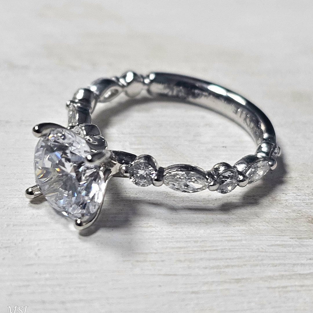 14k White Gold .72 ctw Diamond Engagement Ring Semi- Mounting