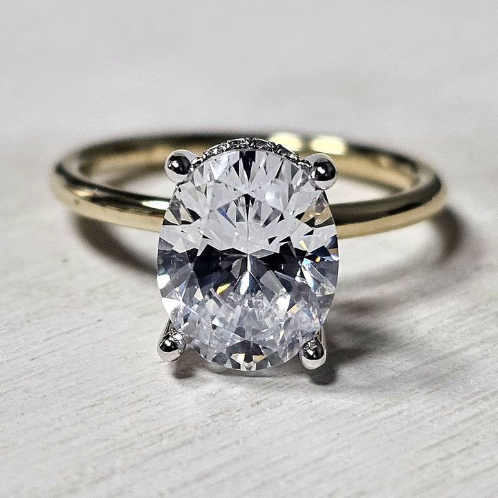 14k Two Tone .20 ctw Diamond Hidden Halo Solitare Engagement Ring Semi- Mounting
