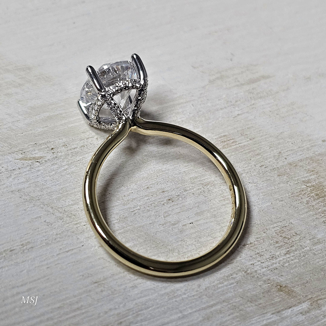 14k Two Tone .20 ctw Diamond Hidden Halo Solitare Engagement Ring Semi- Mounting