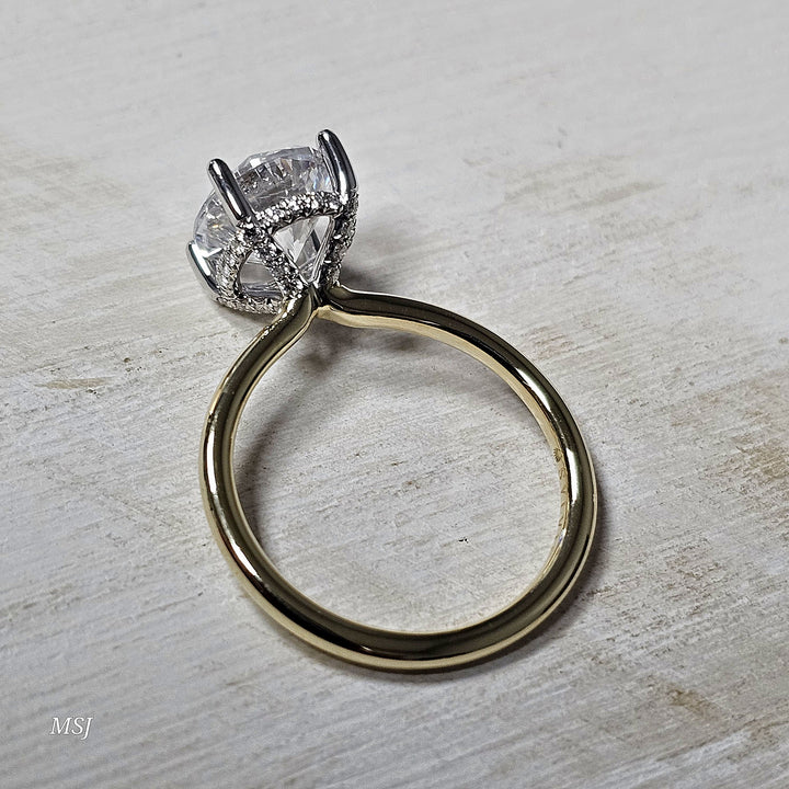14k Two Tone .20 ctw Diamond Hidden Halo Solitare Engagement Ring Semi- Mounting