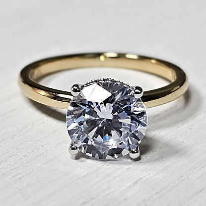 14k Two Tone Gold 0.05 Ctw Diamond Hidden Halo Engagement Ring Mounting