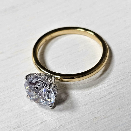 14k Two Tone Gold 0.05 Ctw Diamond Hidden Halo Engagement Ring Mounting